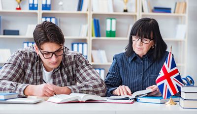 Teacher and student studying